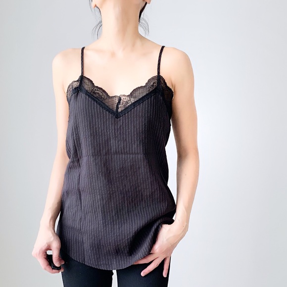 BLACK PINSTRIPE LACE Camisole - Picture 3 of 8